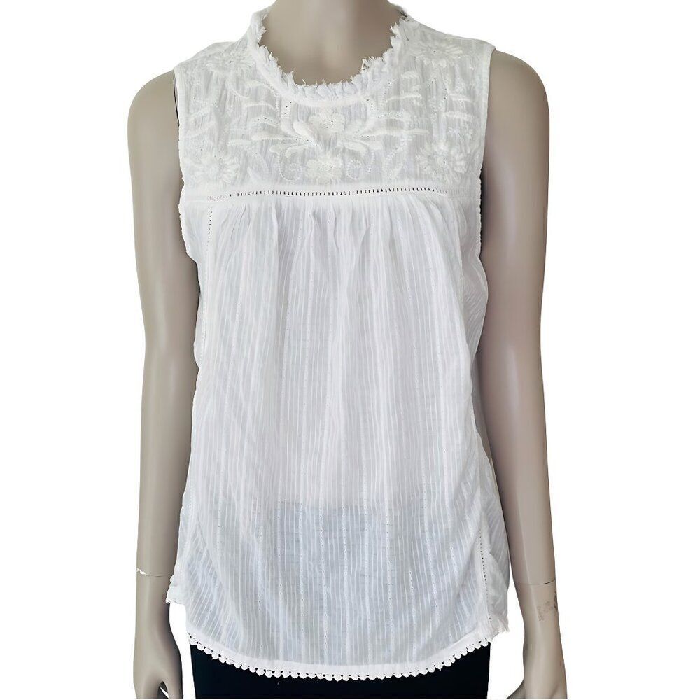 NWT House of Harlow 1960 Dainty Boho Lightweight Gauzy Sleeveless White Top